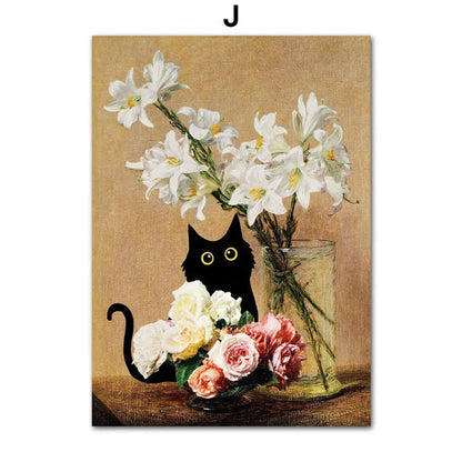 Art Matisse Monet Black Cat Van Gogh Sunflowers Canvas Painting Posters for Living Room Decor