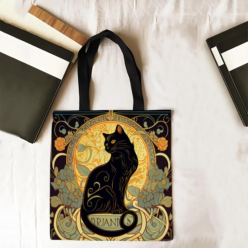 Retro Art Noble Black Cat Tote Bag