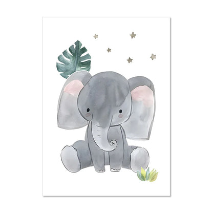 Boho Cartoon Animals Posters Nursery Canvas Painting