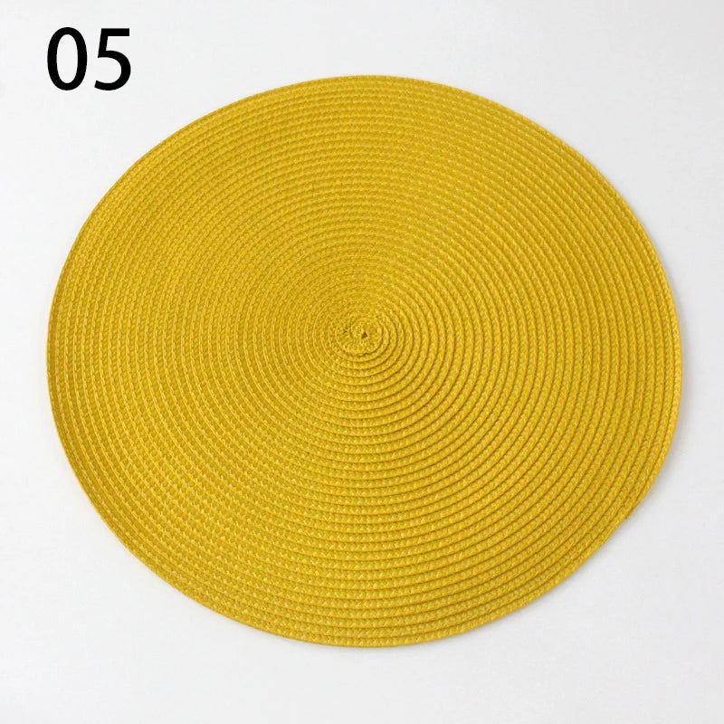 Anti-Skid Washable Cotton Woven Round Tableware Mat