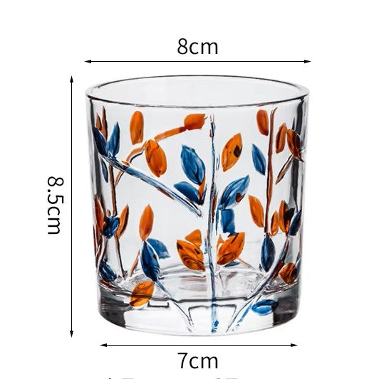 Ins浮雕畫樹枝玻璃雕花水杯