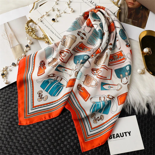 Luxury Flower Silk Square Scarf