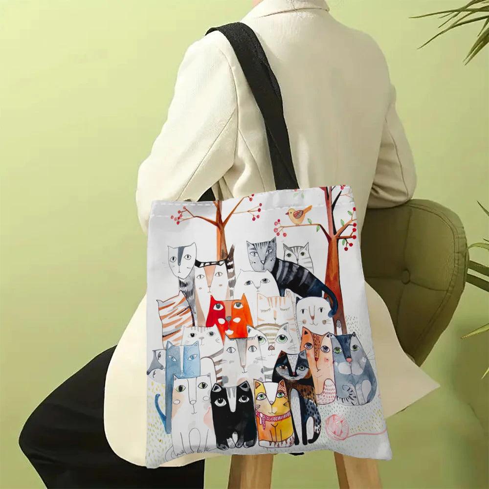 Lovely Cats Painting Tote Bag