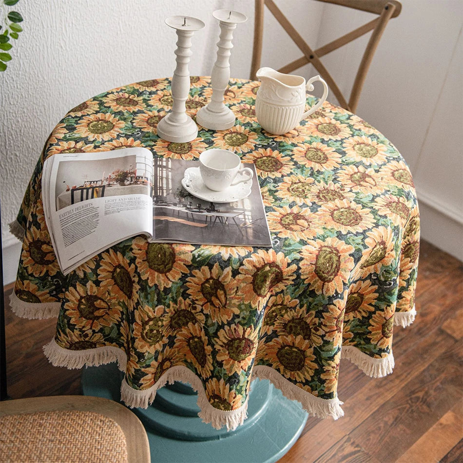 French oil painting Cotton Linen Round Tablecloth