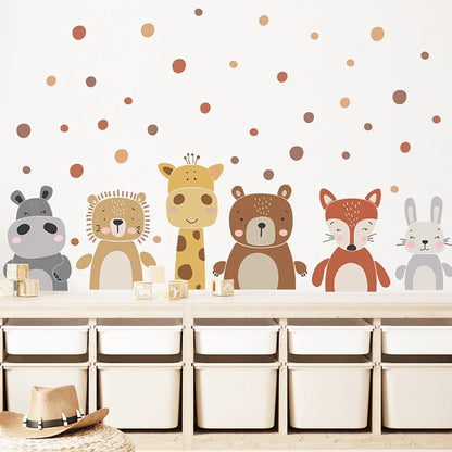 Boho Cute Animals Dots Nursery Wall Sticker