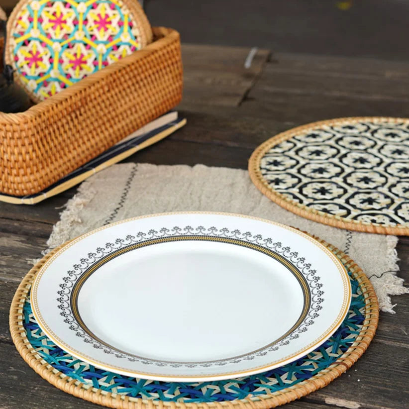 Hand Woven Round Rattan weaving TableMat