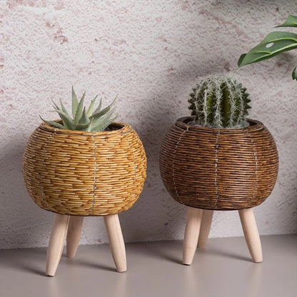 Nordic Imitation Rattan Hand Woven Planters