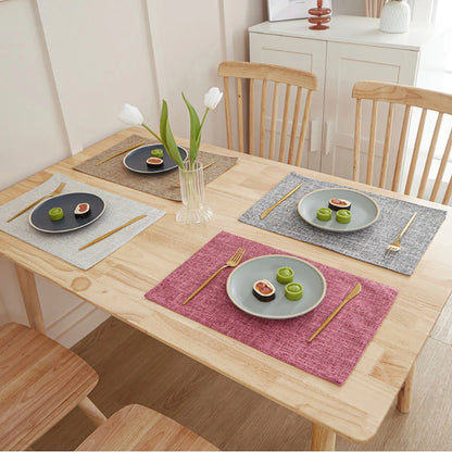 Rectangle Linen Solid Color Dining Table Mat