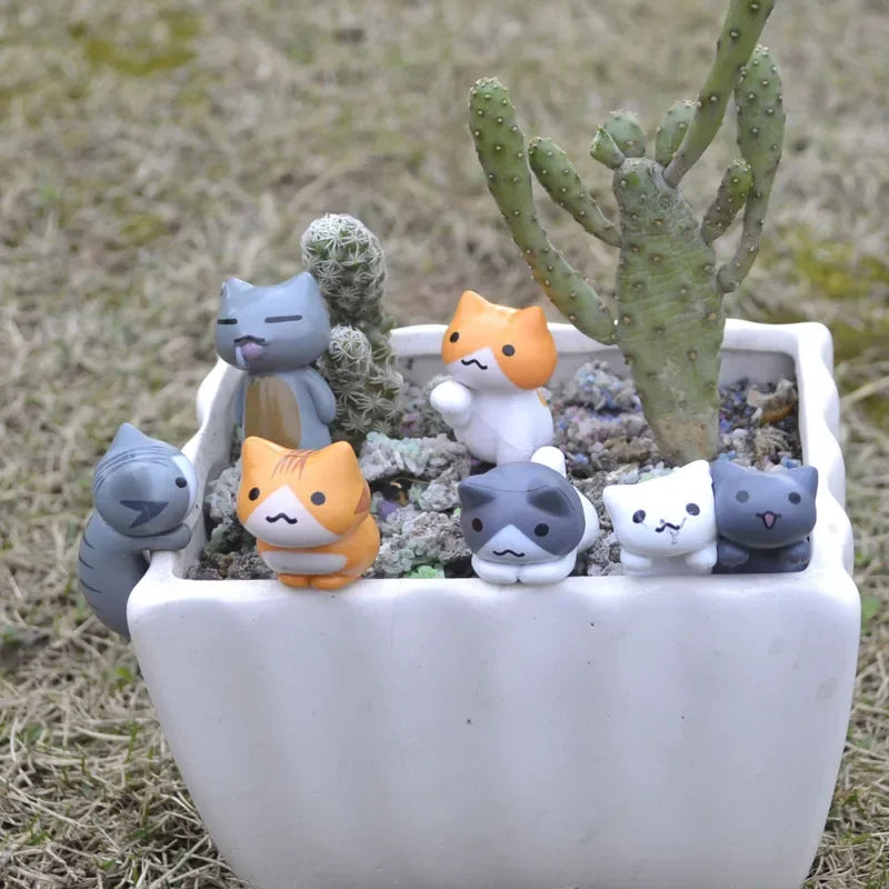 6 Pcs Cartoon Cat Home Garden Bonsai Craft