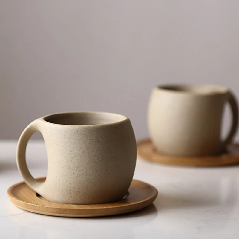 220ml Simple Ceramic Coffee Cups and Saucers