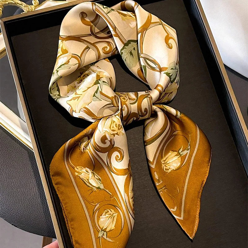 Luxury Flower Silk Square Scarf