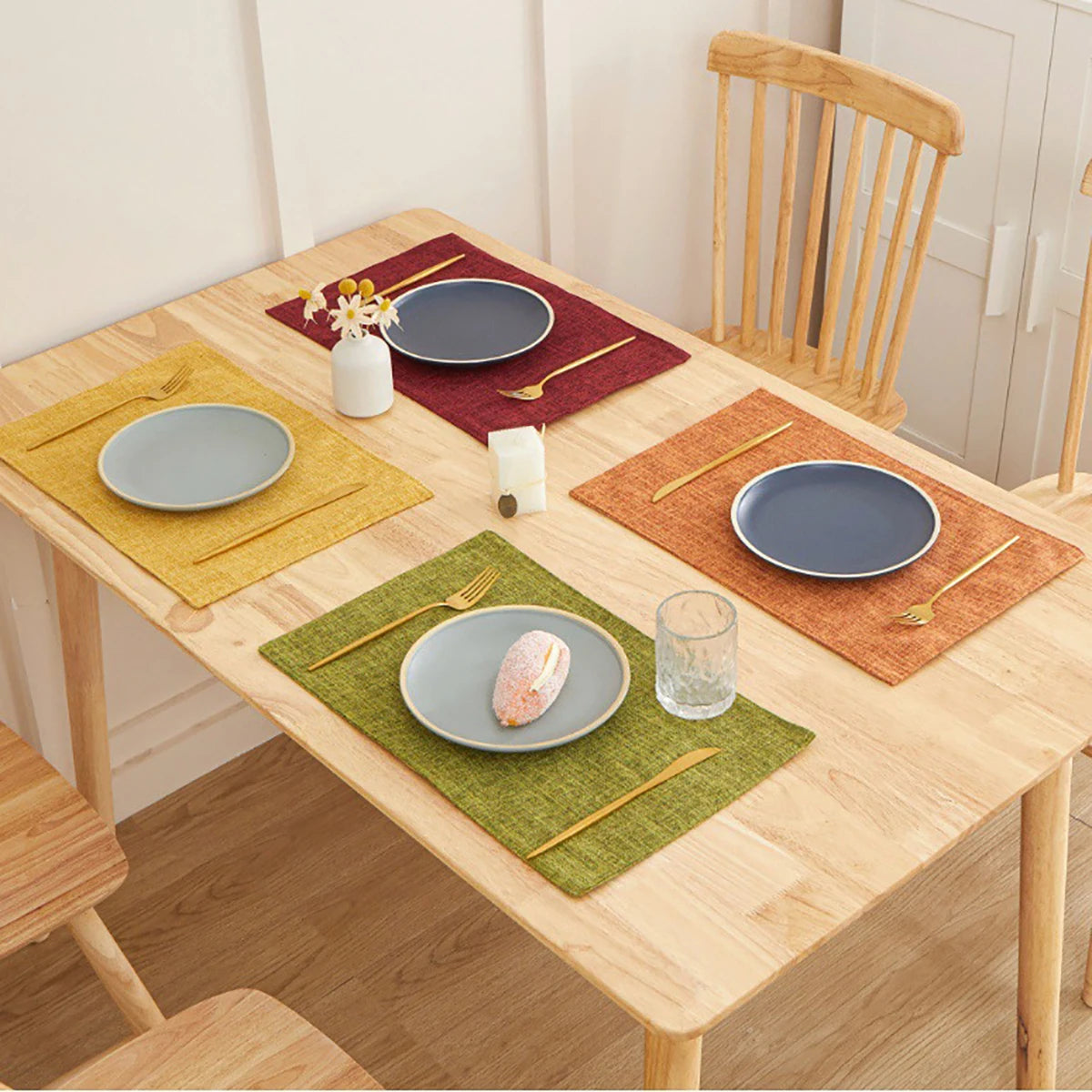 Rectangle Linen Solid Color Dining Table Mat