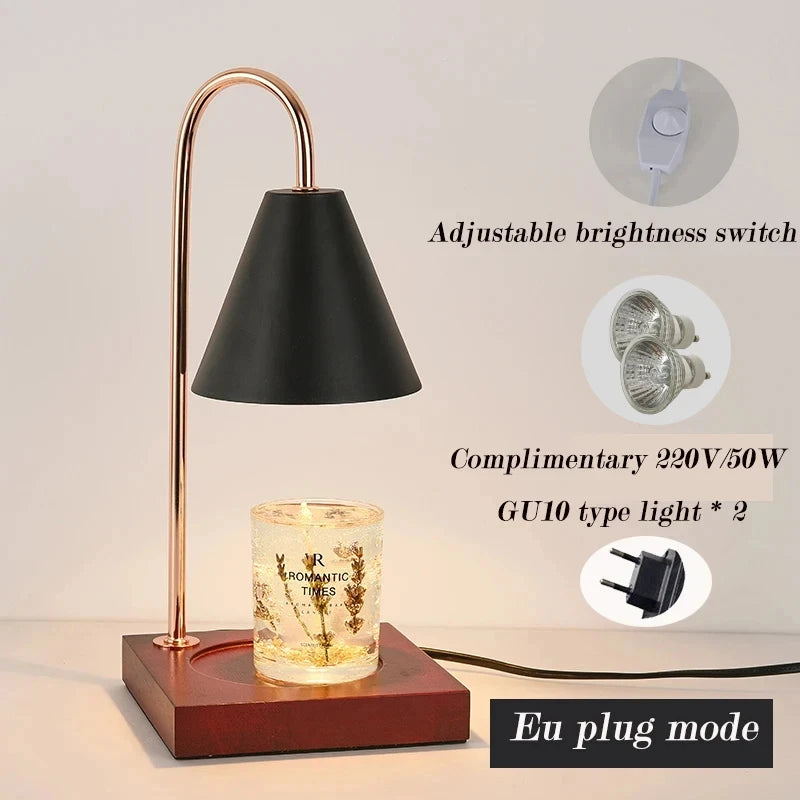 Led Wooden Base Candle Warmer Lamp