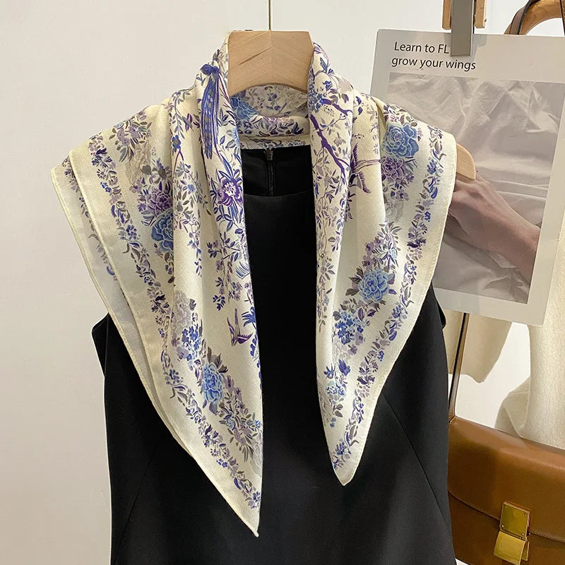 Cotton Floral Print Women Bandanas Square Scarf