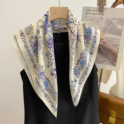 Cotton Floral Print Women Bandanas Square Scarf