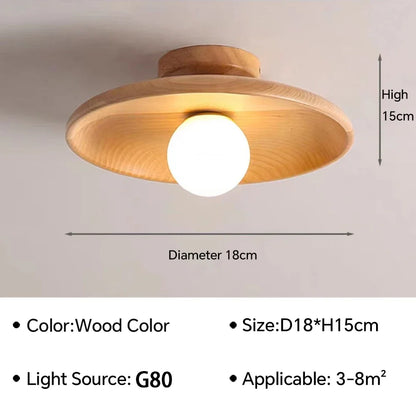 Nordic Ceiling Lamp Wooden Round Ceiling Light