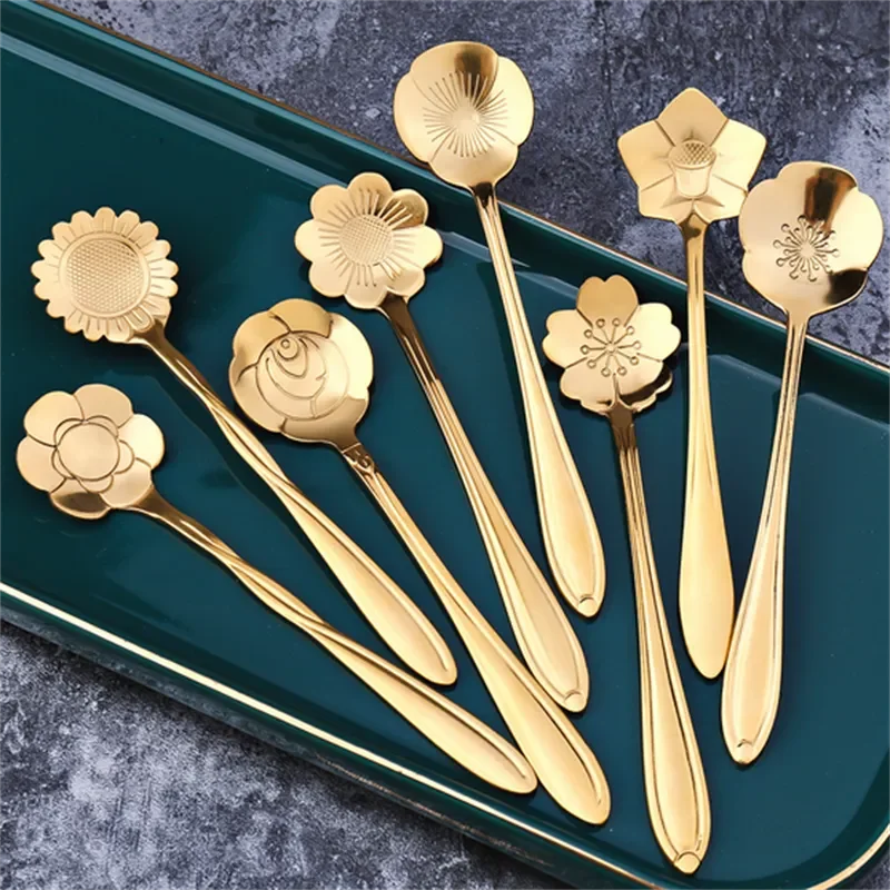 Elegant 8-Piece Stainless Steel Coffee Spoon Decoration Set