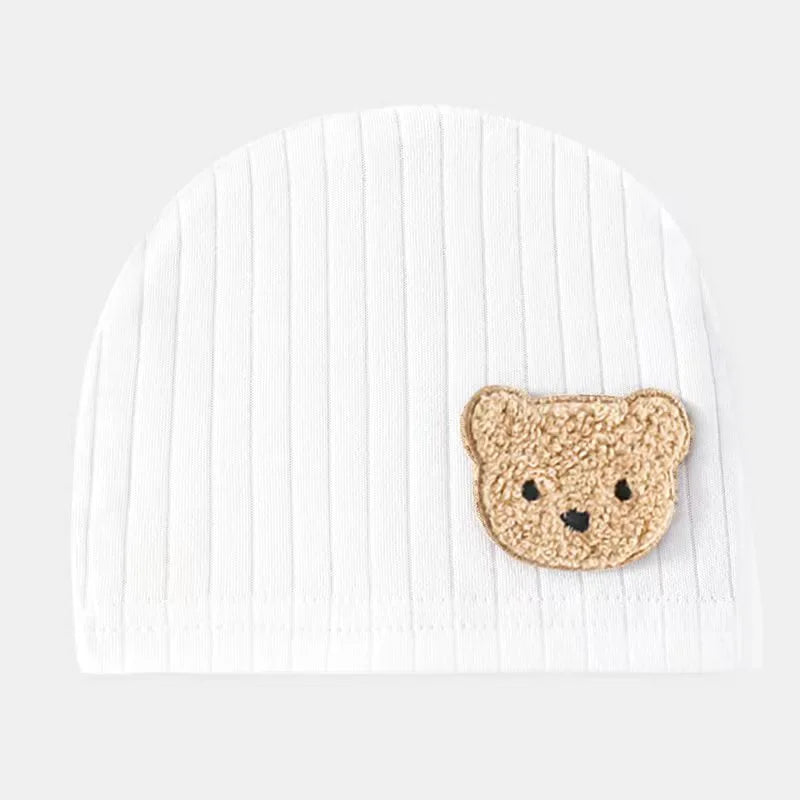 0-3 months Cartoon Bear Boneless Muslin Baby Hat