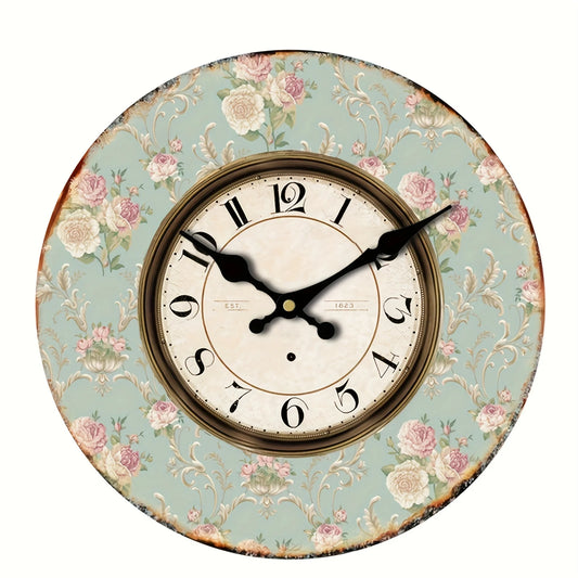 Floral Round Wall Clock For Home Decor