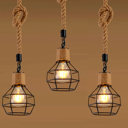 Vintage Iron Hemp Rope Single Head Pendant Lights