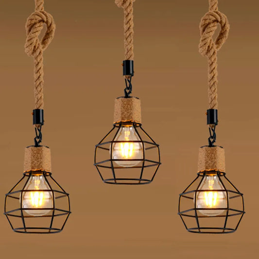 Vintage Iron Hemp Rope Single Head Pendant Lights