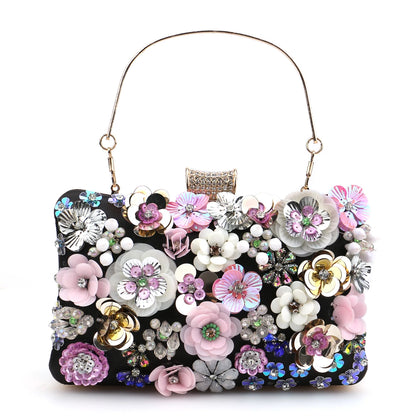 Luxury Flower Diamonds Embroidery Small Clutch