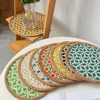 Hand Woven Round Rattan weaving TableMat