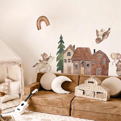 Nordic Style Small Town Wall Art Stickers