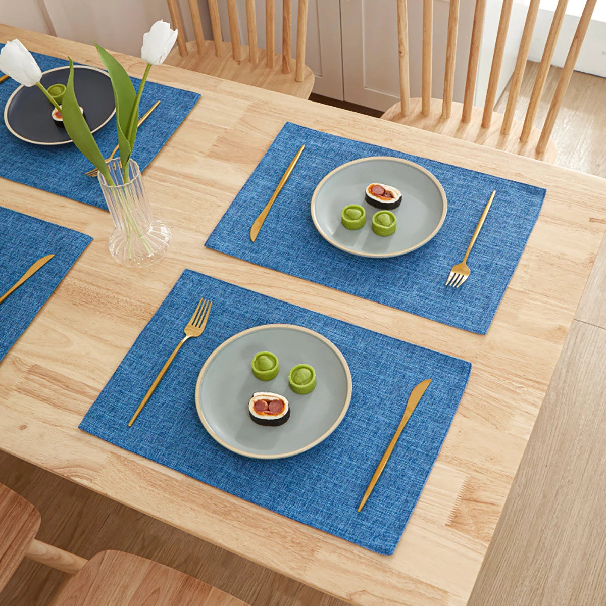 Rectangle Linen Solid Color Dining Table Mat