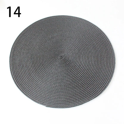 Anti-Skid Washable Cotton Woven Round Tableware Mat