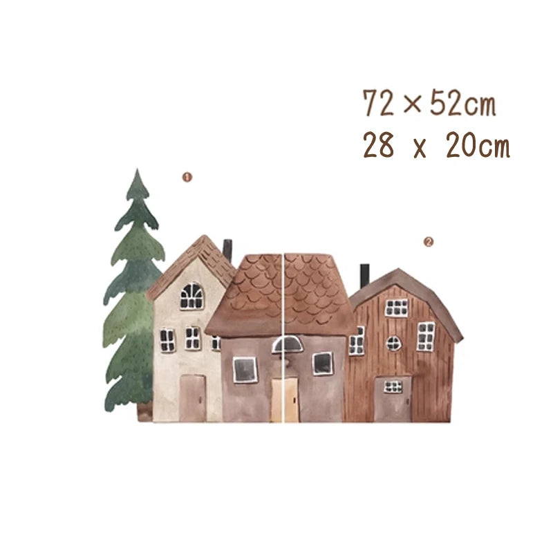 Nordic Style Small Town Wall Art Stickers