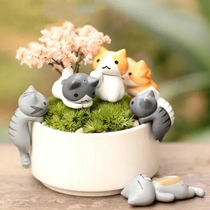 6 Pcs Cartoon Cat Home Garden Bonsai Craft