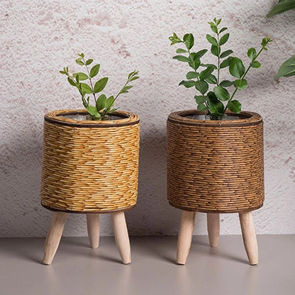 Nordic Imitation Rattan Hand Woven Planters