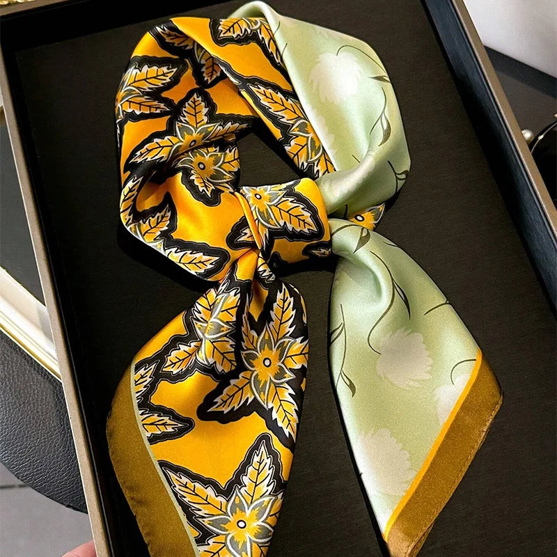 Luxury Flower Silk Square Scarf