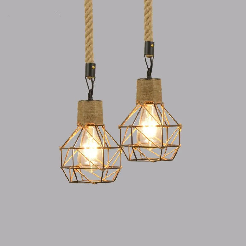 Vintage Iron Hemp Rope Single Head Pendant Lights