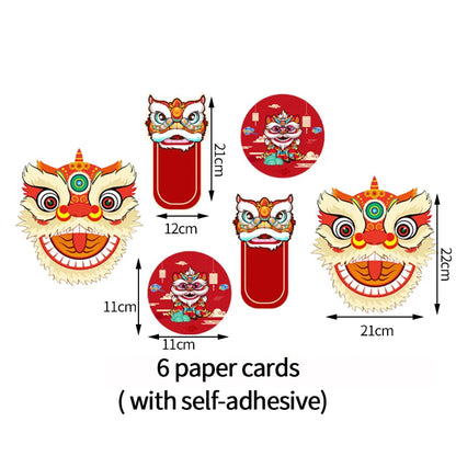 Chinese Style Lion Fan Decor Chinese New Year Decoration Background Wall Decor Hanging Flower Paper Craft Festival Supply