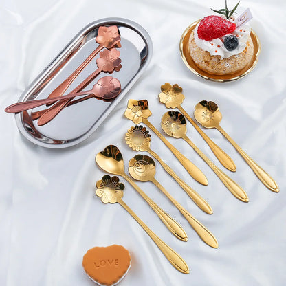 Elegant 8-Piece Stainless Steel Coffee Spoon Decoration Set