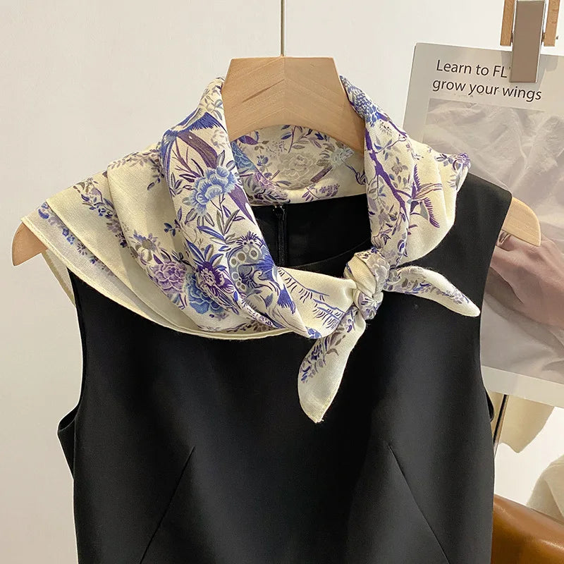 Cotton Floral Print Women Bandanas Square Scarf