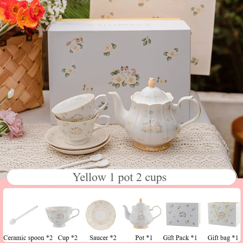 Pink Rose Ceramic Teapot Set