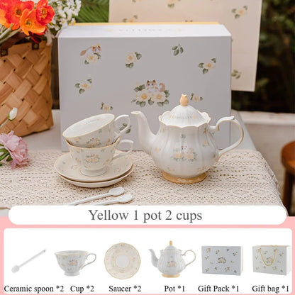 Pink Rose Ceramic Teapot Set