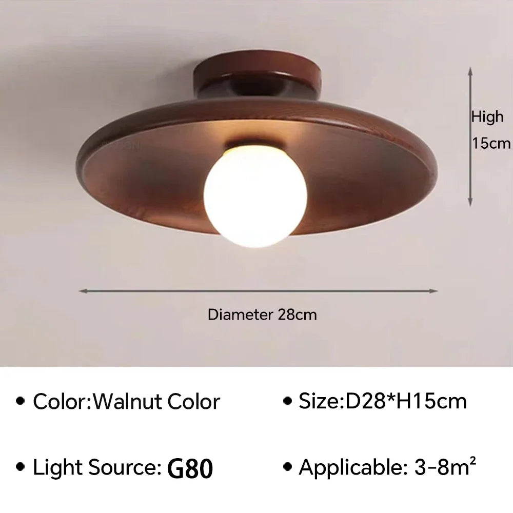 Nordic Ceiling Lamp Wooden Round Ceiling Light