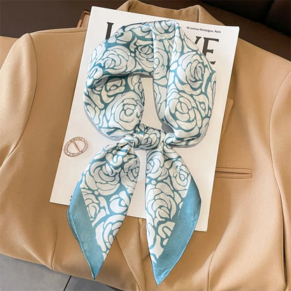 Luxury Flower Silk Square Scarf