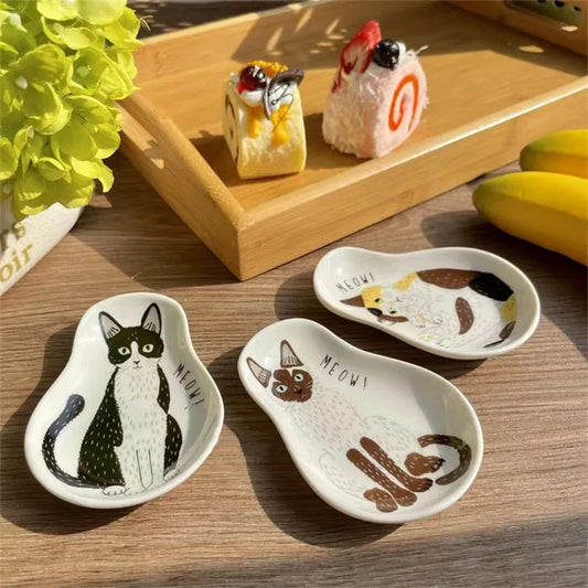 Japanese Cartoon Cat Dipping Sauce Small Dishes