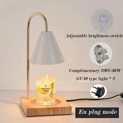 Led Wooden Base Candle Warmer Lamp