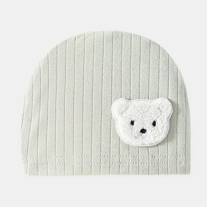 0-3 months Cartoon Bear Boneless Muslin Baby Hat