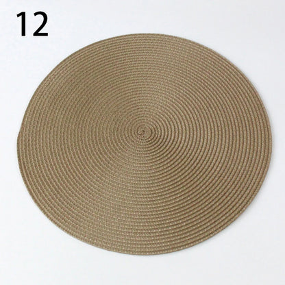 Anti-Skid Washable Cotton Woven Round Tableware Mat