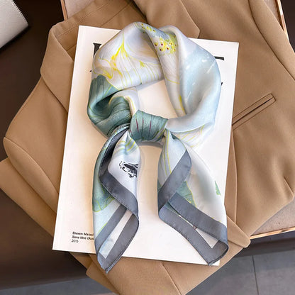 Luxury Flower Silk Square Scarf