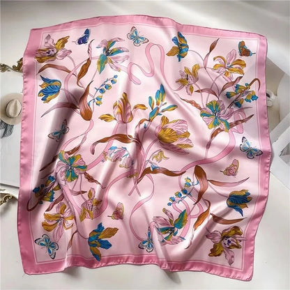 Luxury Flower Silk Square Scarf