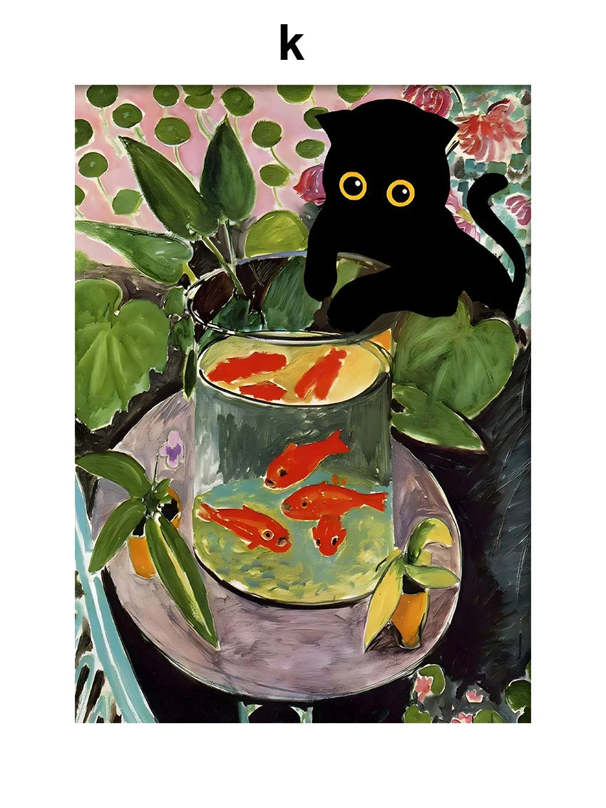 Art Matisse Monet Black Cat Van Gogh Sunflowers Canvas Painting Posters for Living Room Decor