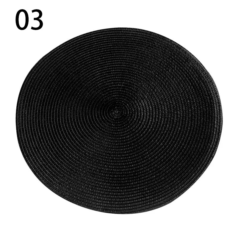 Anti-Skid Washable Cotton Woven Round Tableware Mat